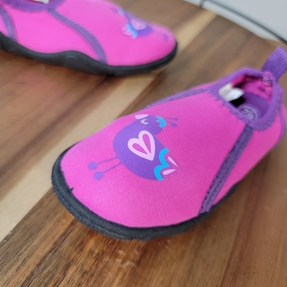 Swimways Pink Purple Bird Water Shoes Swim Shoes Neoprene Size Toddler 7/8